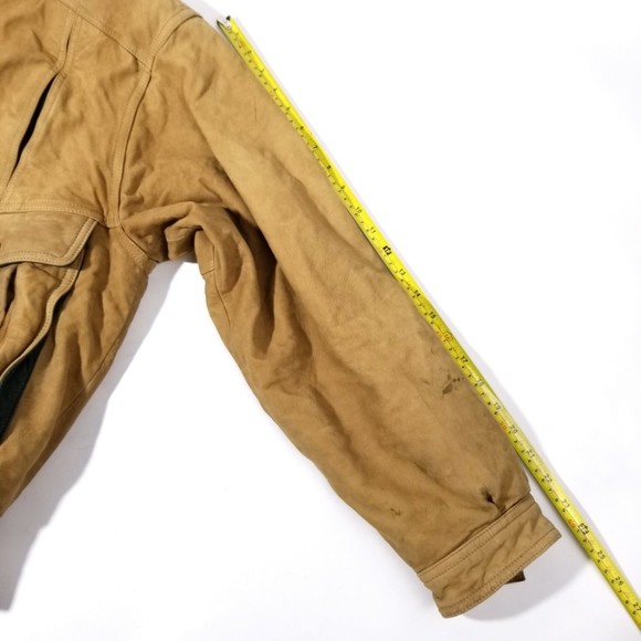 VTG EXCELLED Tan Suede Bomber Aviator Flight Jacket - Picture 10 of 12